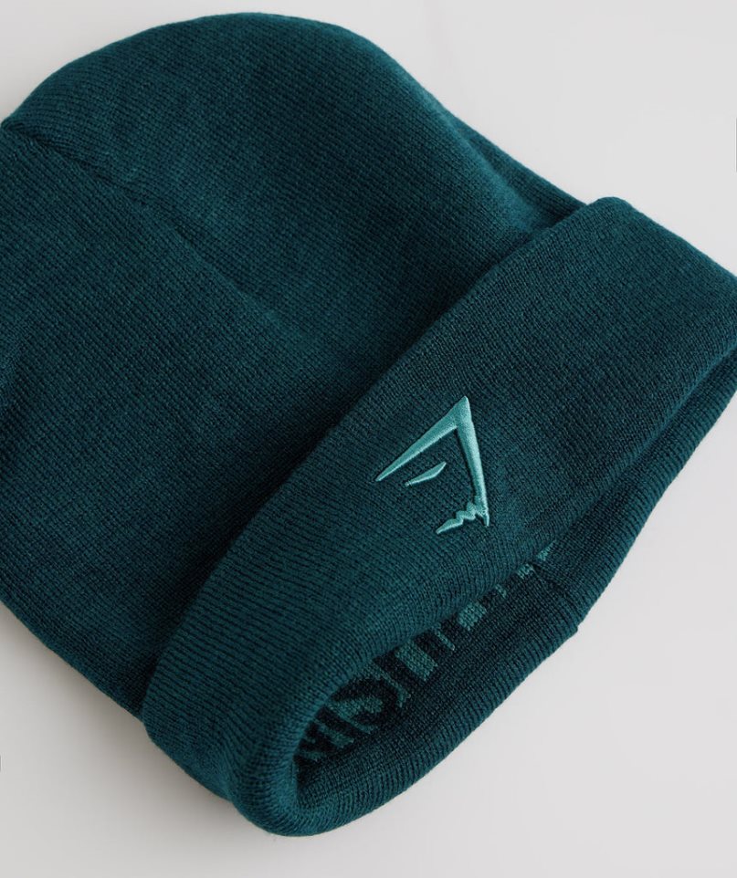 Gymshark Reversable Jacquard Beanie Turquoise | NZ 7MGUCP